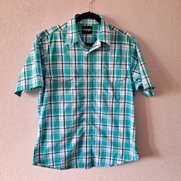 Wrangler Other - Teal Wrangler Western plaid Shirt